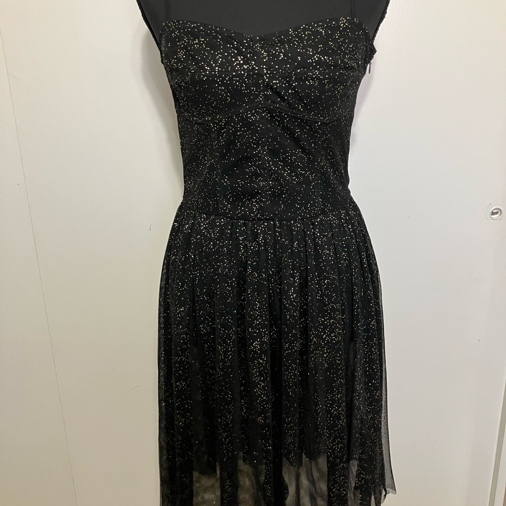H&M Elegant Spaghetti Strap Mesh Dress with Gold Sparkle